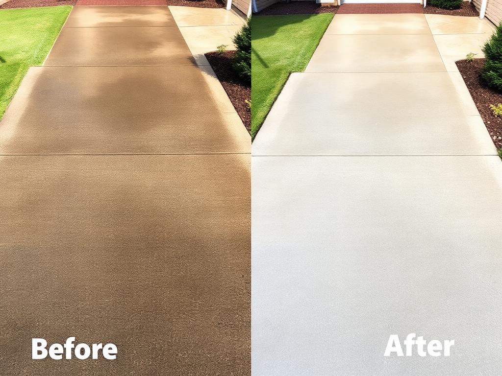 Driveway Cleaning before and after