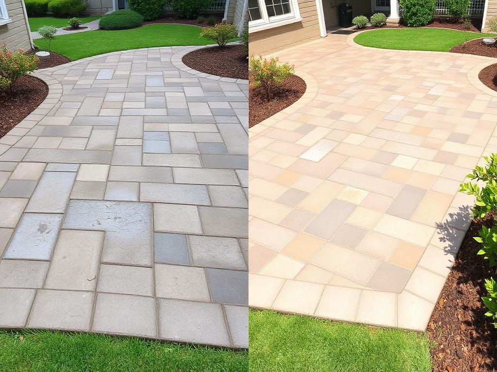 Patio Cleaning before and after